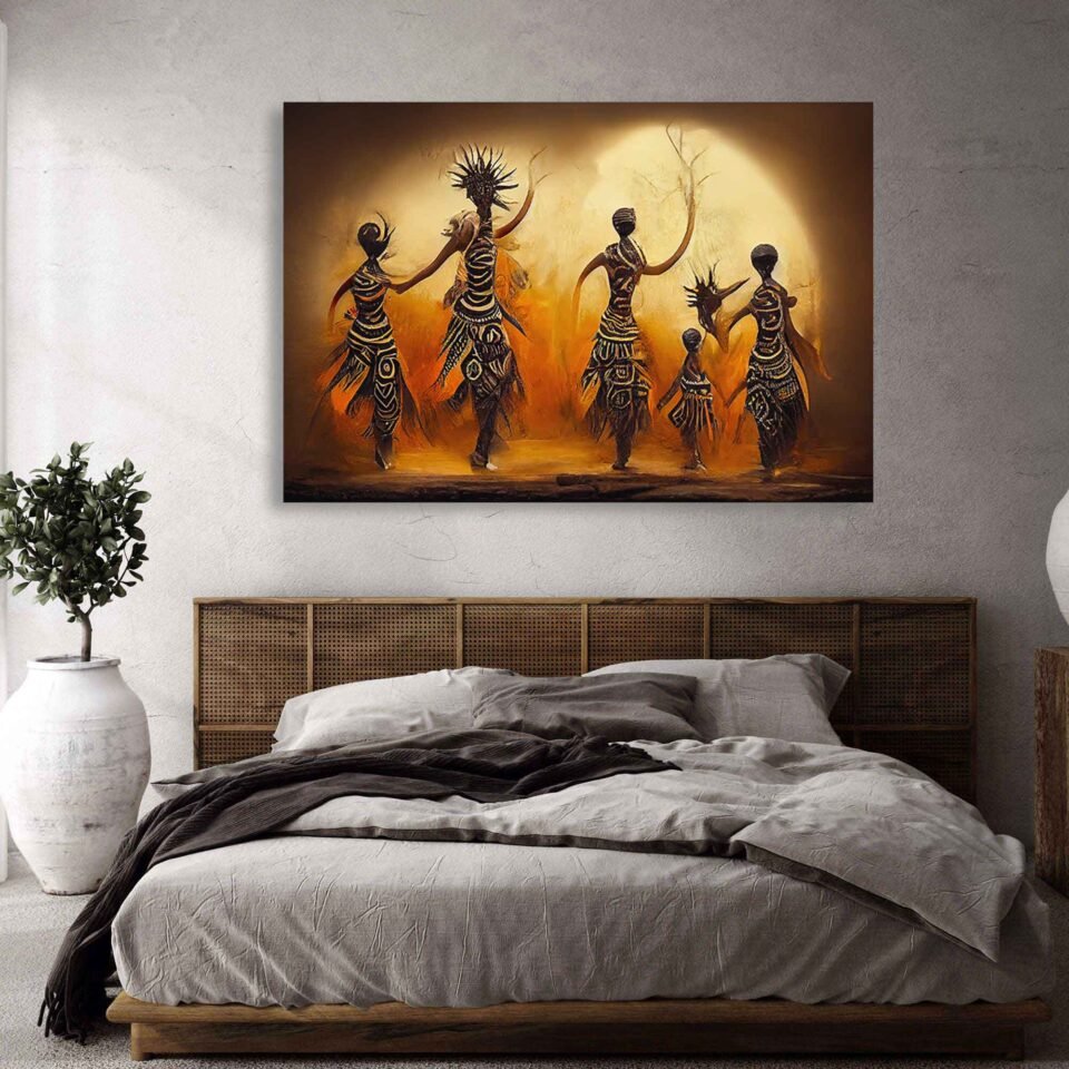 Rhythms of Tradition - Abstract African Tribal Dance - African Art on Canvas Prints. Gallery-Quality Canvas Wall Art Prints for Home Decor.