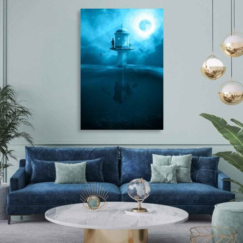 Tranquil Waters - Night Fishing by the Tower - Wall Art Prints