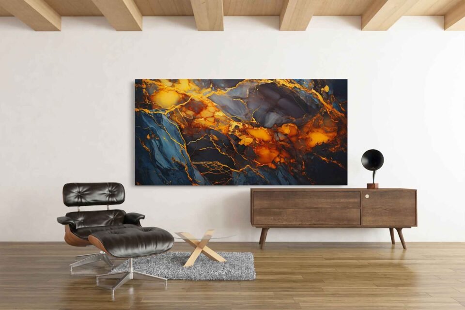 Bold Blue and Orange Abstract Canvas Art for Chic Home Spaces - Extra Large Wall Art. Add a vibrant touch to your decor with this bold blue and orange abstract canvas. Perfect for chic home spaces, this extra-large wall art brings a dynamic, modern feel to living rooms, bedrooms, and more.