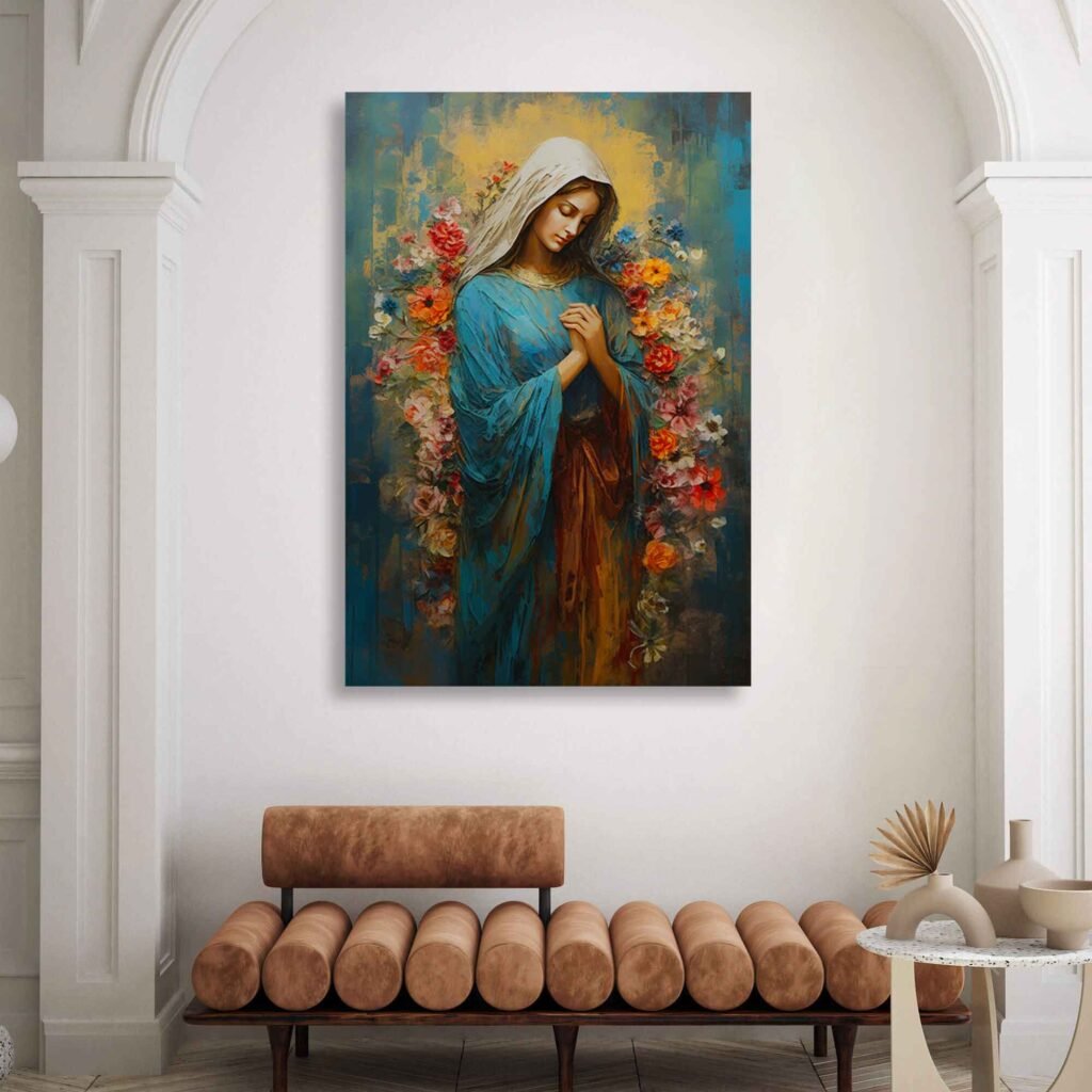 Sacred Virgin Mary Wall Art - Christian Framed Wall Art Prints for Spiritual Homes. Add a touch of spirituality to your home with the ''Sacred Virgin Mary Wall Art''. This beautifully framed Christian artwork is perfect for creating a serene and inspirational atmosphere in your living space, bedroom, or prayer room.