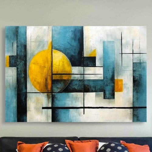 Light Grey and Gold - Geometric Wall Art. Elevate your space with this Light Grey & Gold Geometric Wall Art. A contemporary abstract design on framed canvas, perfect for modern home decor. Sleek, stylish, and ready to hang, it adds a touch of elegance to any room.