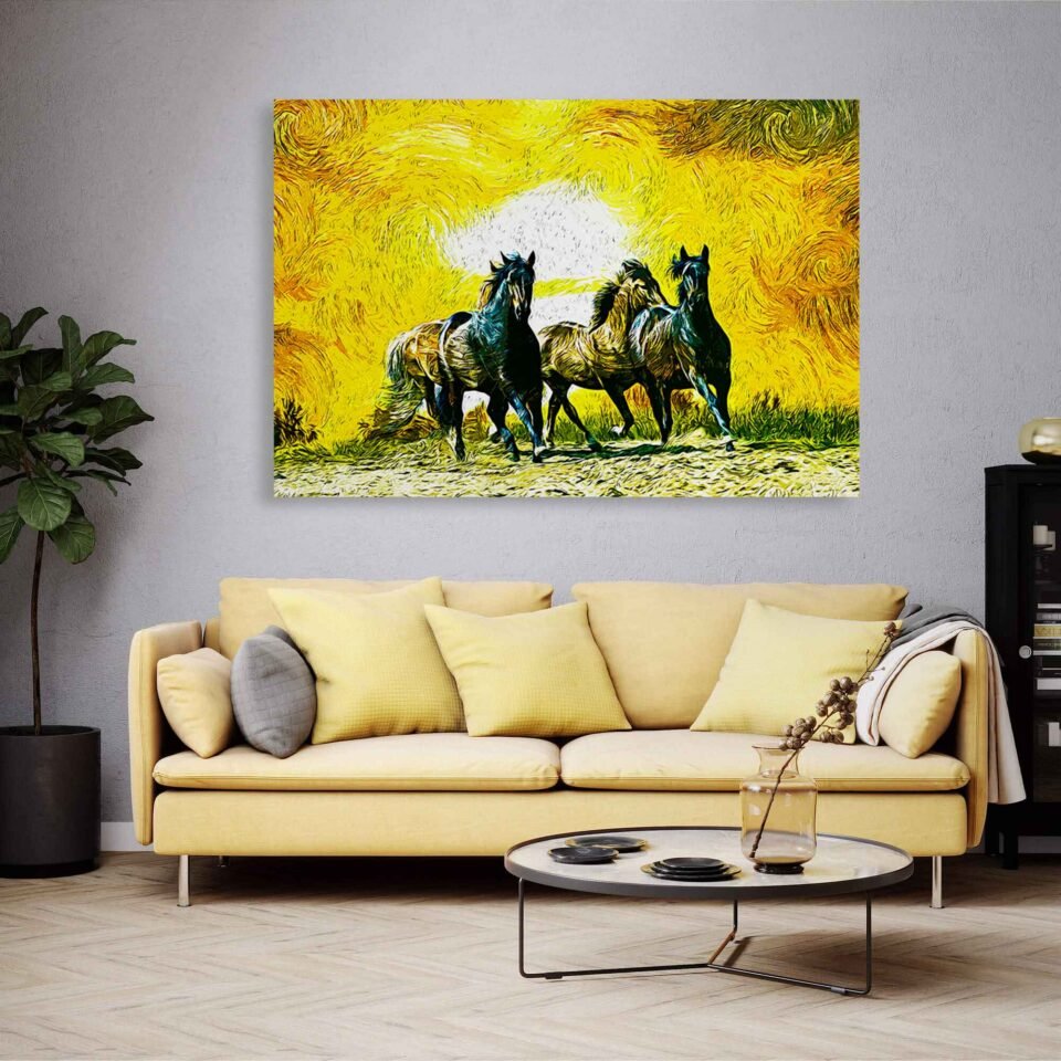 Running Horses Animal Art - Framed Canvas Art Prints for Your Home Decor. Capture the energy and grace of running horses with this stunning framed canvas art print. A perfect blend of nature and movement, this artwork brings a dynamic touch to your home decor. Ideal for horse lovers and modern interiors.